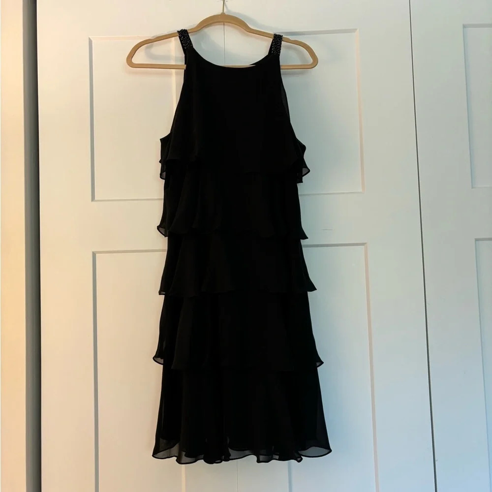 S.L. Fashions Womens Size 12 “Missy” Black Tiered LBD Dress Shift